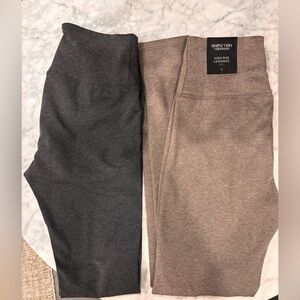 Simply Vera High Rise Women's Leggings-Dark Heather Gray & Medium Beige Sz Small